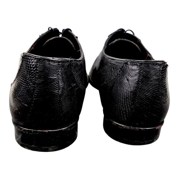 Franco Cuadra Oxford Dress Shoes Black Leather Exotic Lizard Skin Mens US 13.5 main image 9